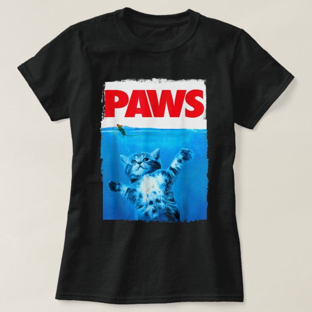 Paws Cat and Mouse Top, Cute Funny Cat Lover Parod T Shirt (Design framsida)