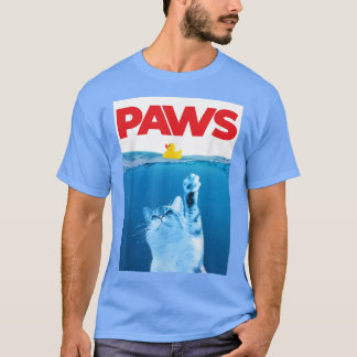 PAWS Cat And Yellow Rubber Duck Cute Kitten Funny  T Shirt