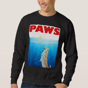 Paws Corgi Och Tennis Top Dog Corgi Parodi Lång Ärmad Tröja