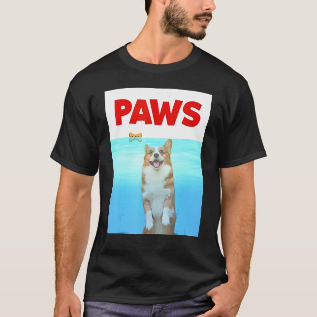 Paws Dog Parody 80s Corgi Shark  Dog T Shirt (Framsida)