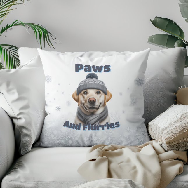 Paws & Flurries - Vinter Hund Design Kudde (Skapare uppladdad)
