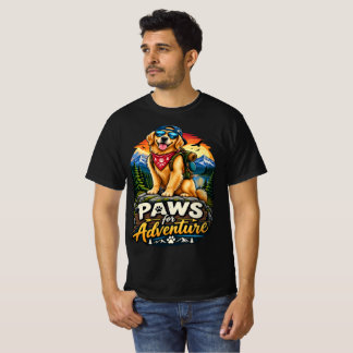 Paws for Adventure Golden Retriever Vandrarhund T Shirt