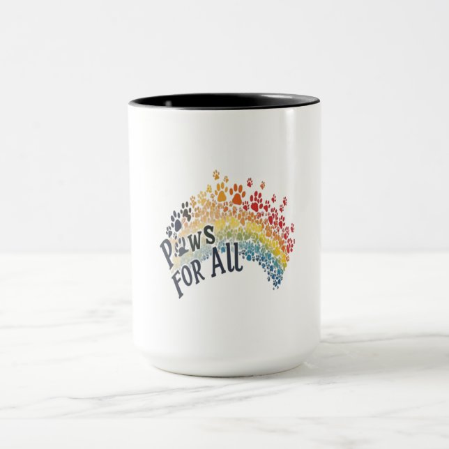 Paws for All – Rainbow Paw Print Unity  Mugg (Center)