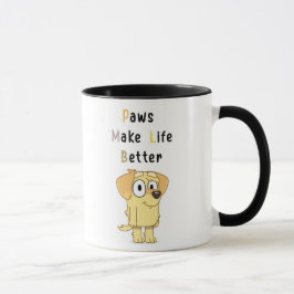 Paws gör livet bättre-mugg – söt hundillustration mugg