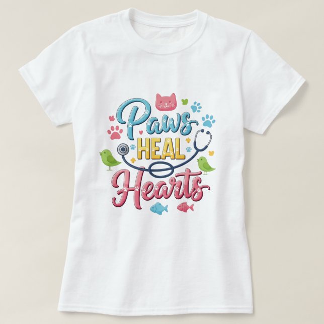 Paws Heal Hearts Veterinär T-Shirt (Design framsida)