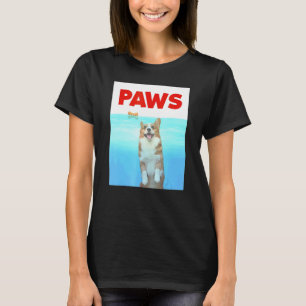 Paws Hund Parodi 80s Corgi Haj Hund T Shirt