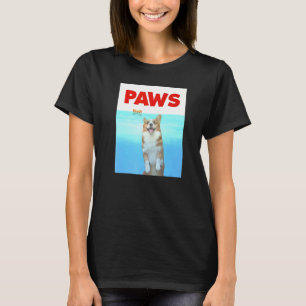 Paws Hund Parodi 80s Corgi Haj Hund T Shirt