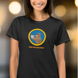 Paws-ing for Coffee Cute Bear Morning Coffee Pun T Shirt