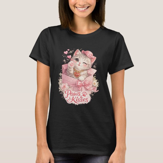Paws & Kisses Cute Cat Shirt – Adorable Kitten Val T (Framsida)
