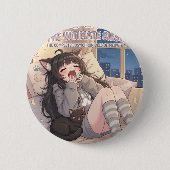 Paws & Naps Den Ultimata Siestan Animeflicka Knapp (Framsida)