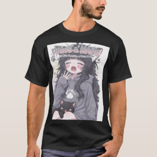 Paws & Naps Mysig Animeflicka & Katt Estetisk Gata T Shirt