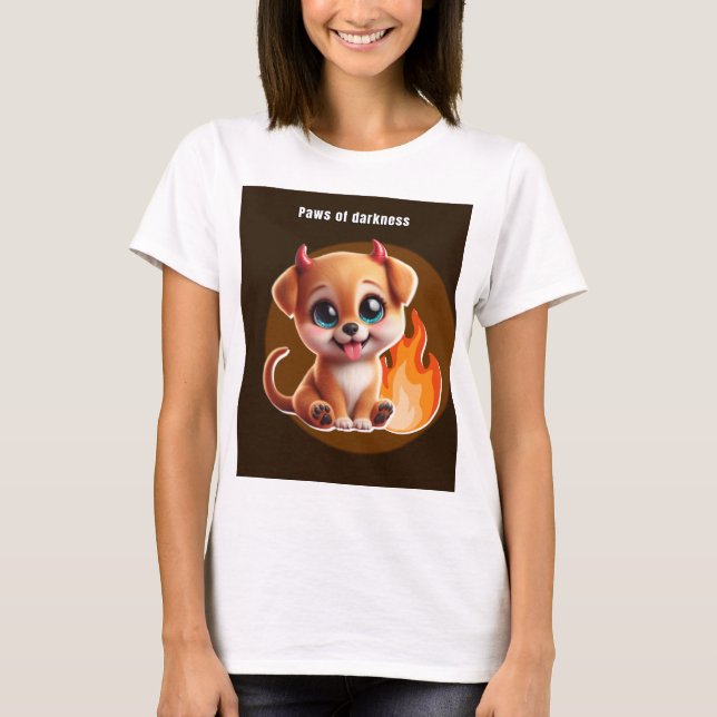 Paws of Darkness Fire Glow Dog T-Shirt – Dark  (Framsida)