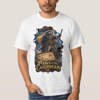 Paws of the Caribbean Raccoon Pirate T Shirt