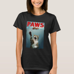 PAWS Parodi Katt Mus Rolig Katt Jagar Mus Kitt T Shirt
