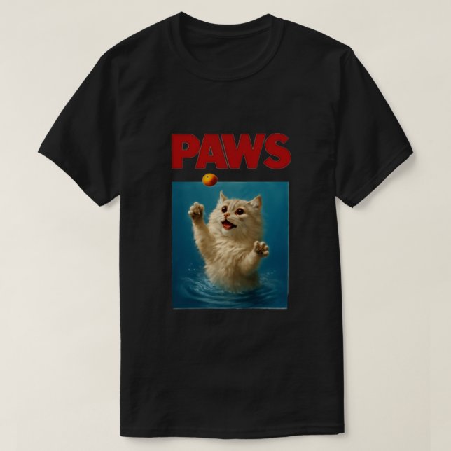 Paws Parody Black Cat Chasing a Cute Scared Mouse  T Shirt (Design framsida)