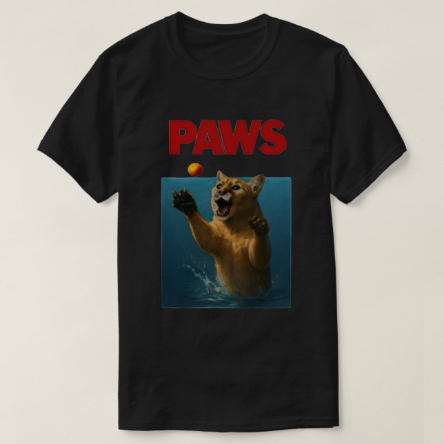 Paws Parody Black CougarChasing Cute Scared Mouse  T Shirt (Design framsida)