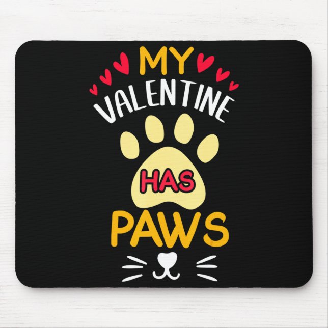 Paws Pet Cat My Valentine Hearts Day Happy Valenti Musmatta (Framsidan)