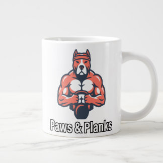 Paws & Planks Muskulös Hund Fitnessaffisch Jumbo Mugg