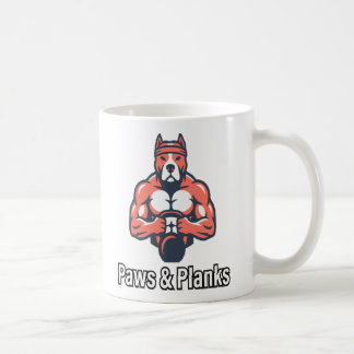 Paws & Planks Muskulös Hund Fitnessaffisch Kaffemugg