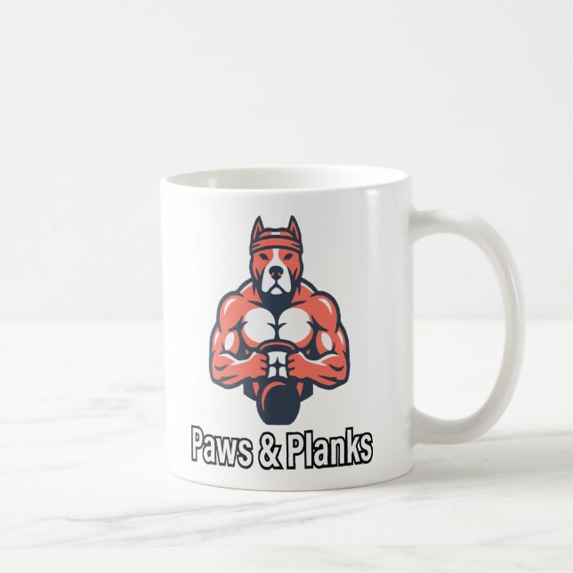 Paws & Planks Muskulös Hund Fitnessaffisch Kaffemugg (Höger)