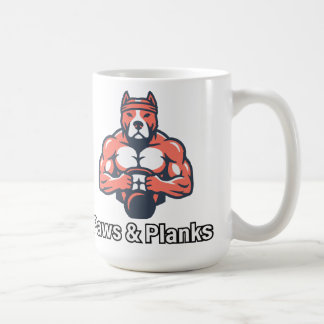 Paws & Planks Muskulös Hund Fitnessaffisch Kaffemugg