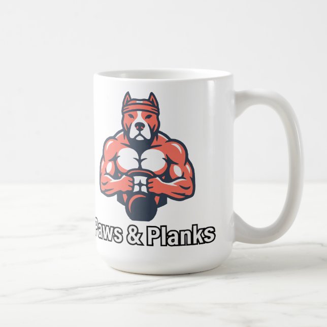 Paws & Planks Muskulös Hund Fitnessaffisch Kaffemugg (Höger)