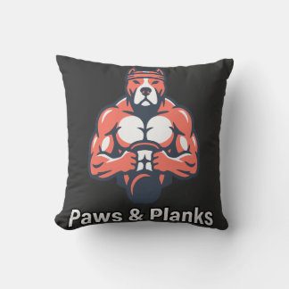 Paws & Planks Muskulös Hund Fitnessaffisch Kudde