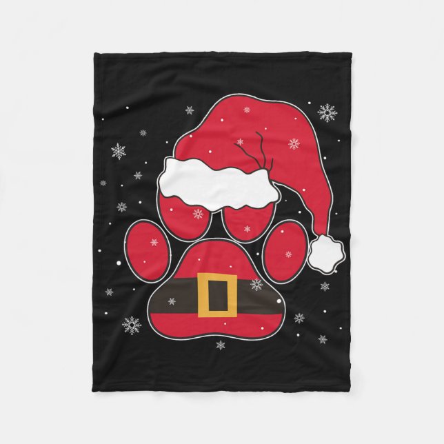 Paws Santa Hat Dog Cat Paw Christmas Pet Lover  Fleecefilt (Framsidan)