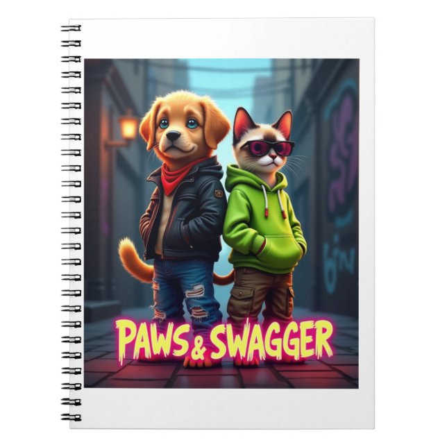 Paws & Swagger™ Söt Husdjursinspirerad – Stil Anteckningsbok (Framsidan)