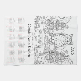 Paws & Tea Time Kitchen Tea Towels 2026 Calendar Kökshandduk