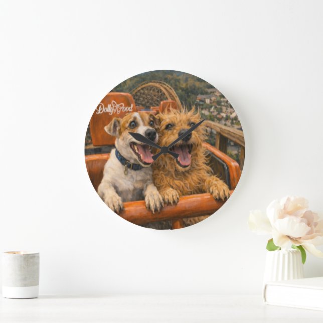 Paws & Thrills – Joyful Dogs on a Roller Coaster  Stor Klocka (Hem)