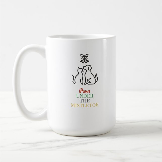 Paws Under the Mistletoe – Cute Christmas  Kaffemugg (Vänster)