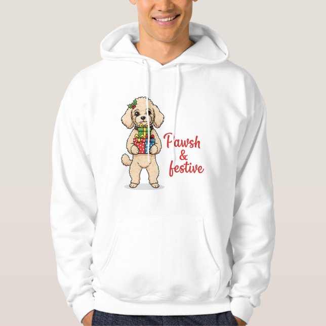 Pawsh and Festive Dog Hoodie, Fancy Christmas Dog  Hoodie (Framsida)