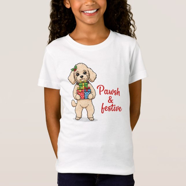 Pawsh and Festive Dog Shirt, Fancy Christmas Dog  T Shirt (Framsida)