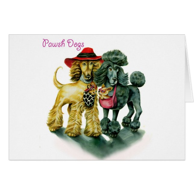 Pawsh hundar hälsningskort (Framsidan Horizontal)