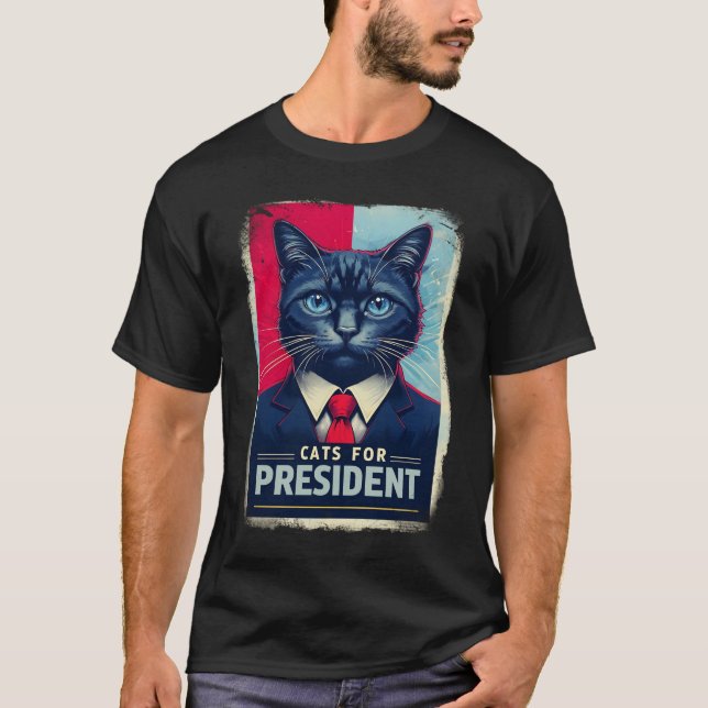 Pawsidential Kampanj Unisex Softstyle Cats Preside T Shirt (Framsida)