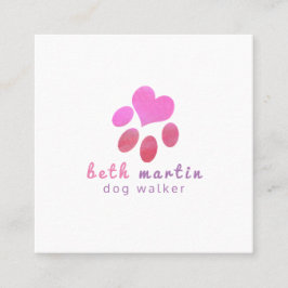 Pawsisivt Cute Rosa Watercolor Animal PETS Tass Fyrkantigt Visitkort