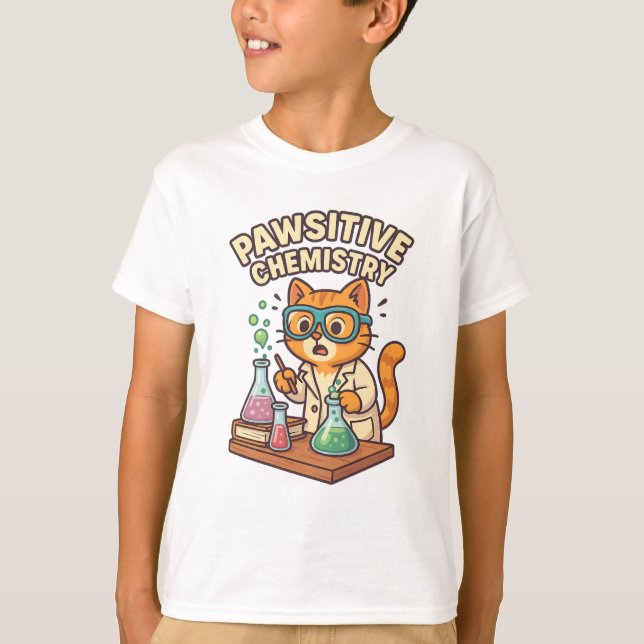 Pawsitiv kemi - Cat Scientist T-Shirt (Framsida)