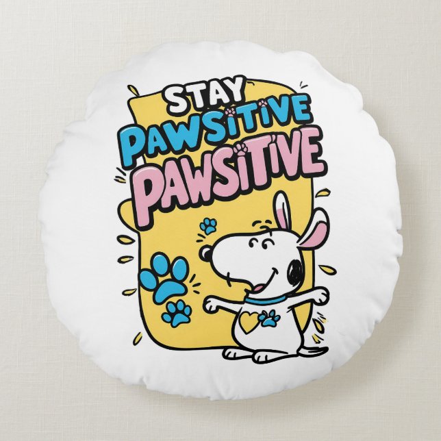 Pawsitiva visioner rund kudde (Framsidan)