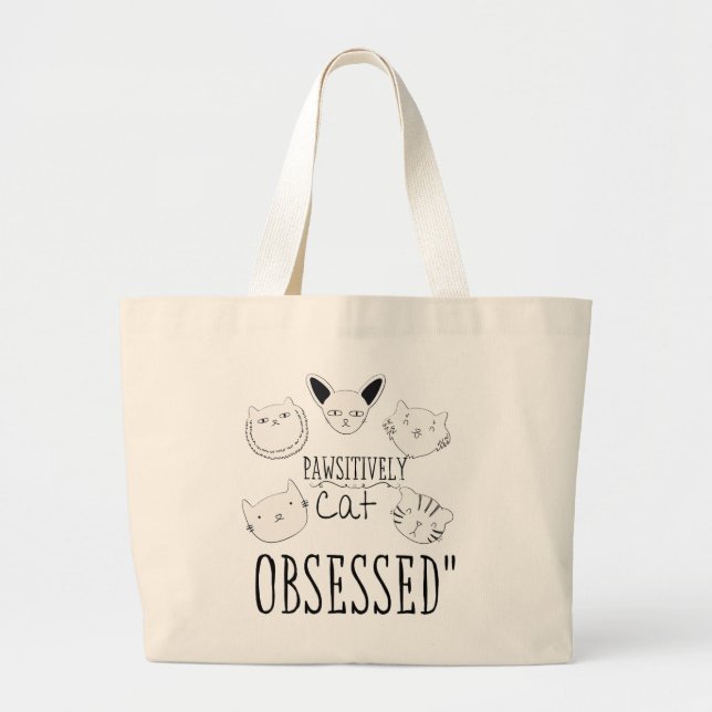 "Pawsitive Cat Obssed" Jumbo Tygkasse (Framsidan)
