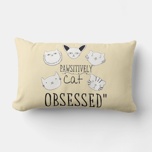 "Pawsitive Cat Obssed" Lumbarkudde (Framsida)