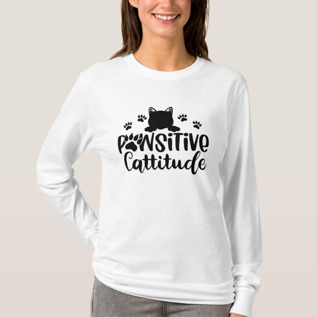 Pawsitive Cattiny Cat citotes T-Shirt (Framsida)