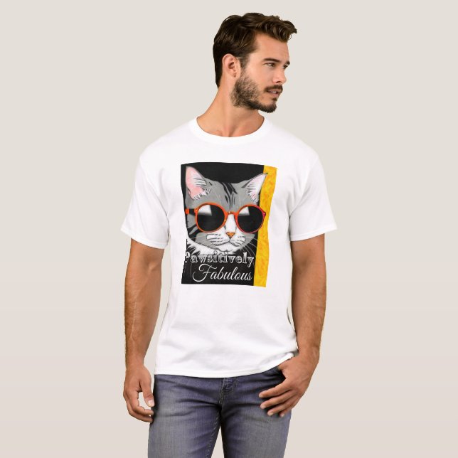 Pawsitive Fabulous Cat T Shirt (Hel framsida)