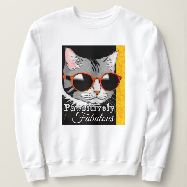 Pawsitive Fabulous Cat T Shirt (Design framsida)