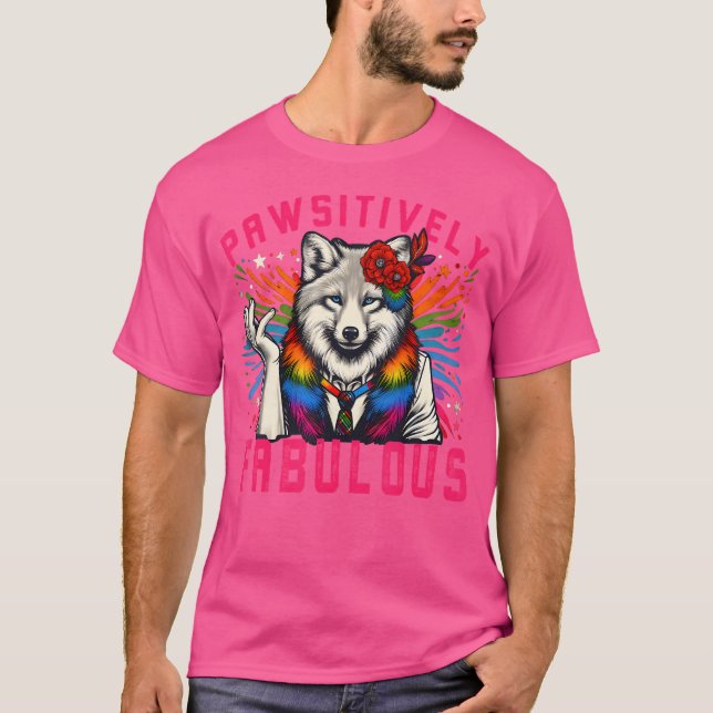 Pawsitive Fabulous Hårig Fox Varg Fursona Fandom T Shirt (Framsida)