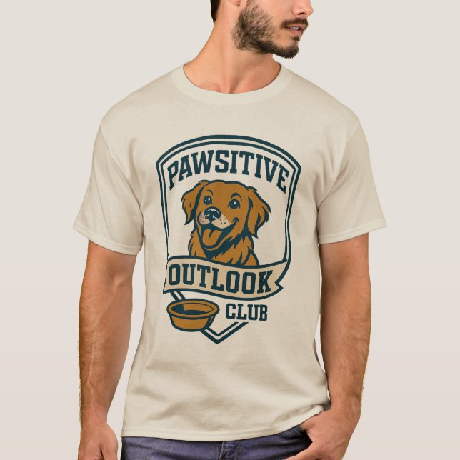 Pawsitive Outlook Klubb Golden Retriever Shirt T Shirt (Framsida)