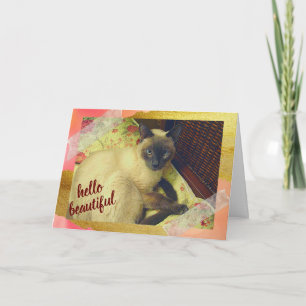 Pawsitive Purrect Day med siamesiskt kattkollage Kort