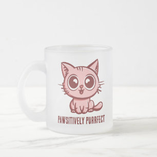 Pawsitive Purrect, vacker Manga Kitten Frostad Glasmugg