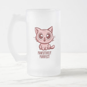 Pawsitive Purrect, vacker Manga Kitten Frostat Ölglas