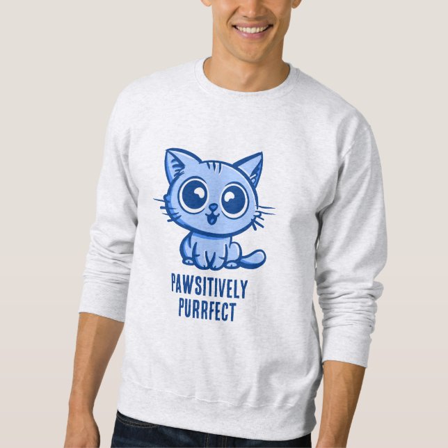 Pawsitive Purrect, vacker Manga Kitten Lång Ärmad Tröja (Framsida)